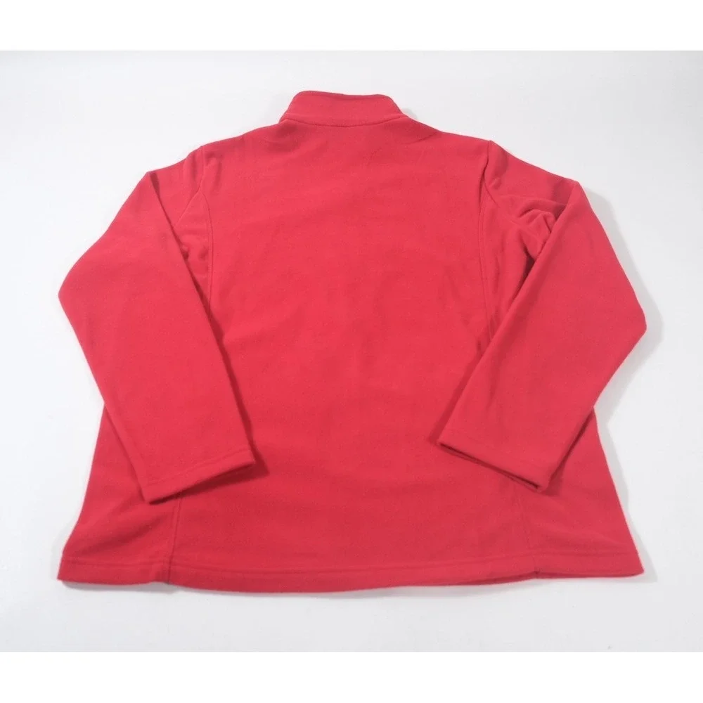 Lands' End Jacket Womens L Red Fleece Full Zip‎ Mock Neck Solid Pocket